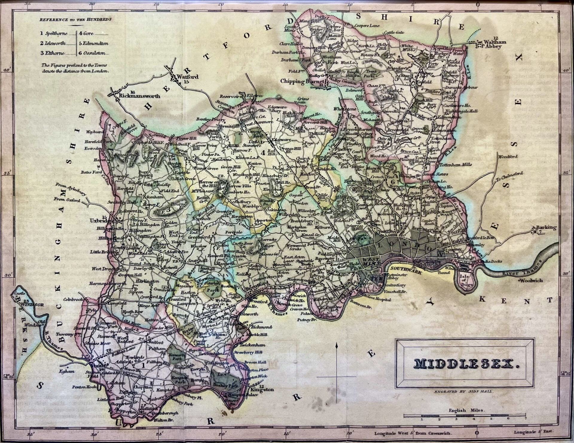 Vintage map of Middlesex